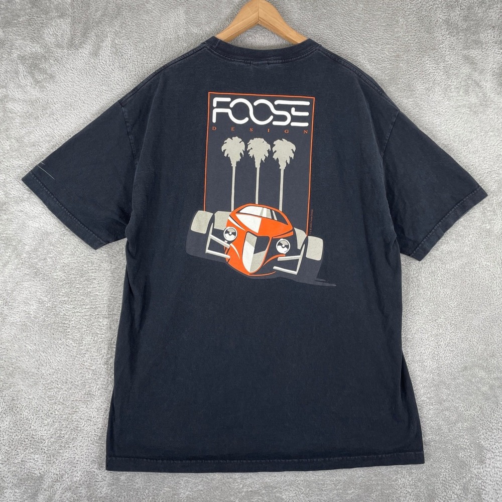 Foose Design Shirt Mens XL Black 2005 Hot Rod Car Palm Tree Y2K Streetwear